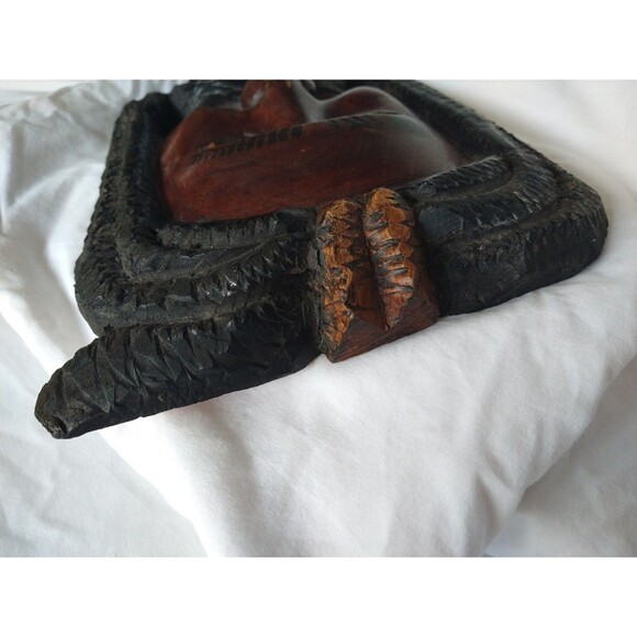 Vintage Jamaican Hand Carved Wood Mask Rasta Art Sculpture 9 x 6.5” Boho Tribal - Picture 9 of 16